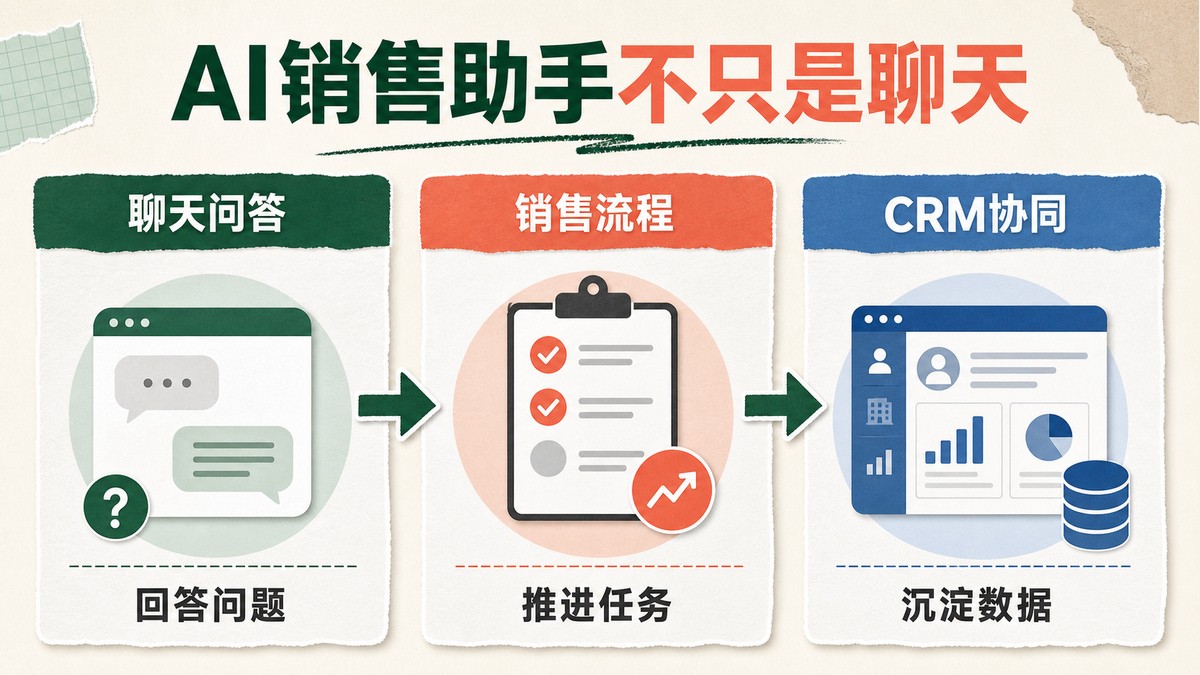AI销售助手从聊天问答到销售流程和CRM协同的能力层次