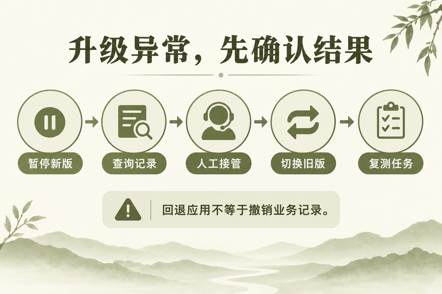 先确认业务记录,再安排接管与回退。