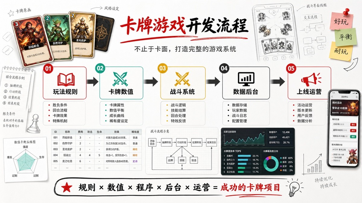 卡牌游戏从玩法规则数值战斗到后台运营的完整系统