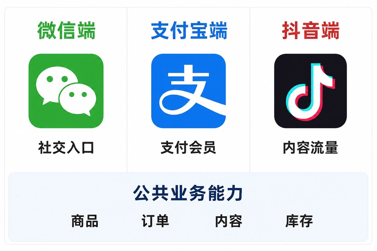 微信支付宝抖音小程序平台能力差异与公共业务能力