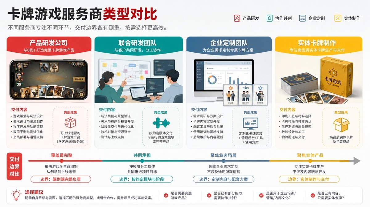 产品研发联合研发企业定制与实体卡牌四类服务商区别