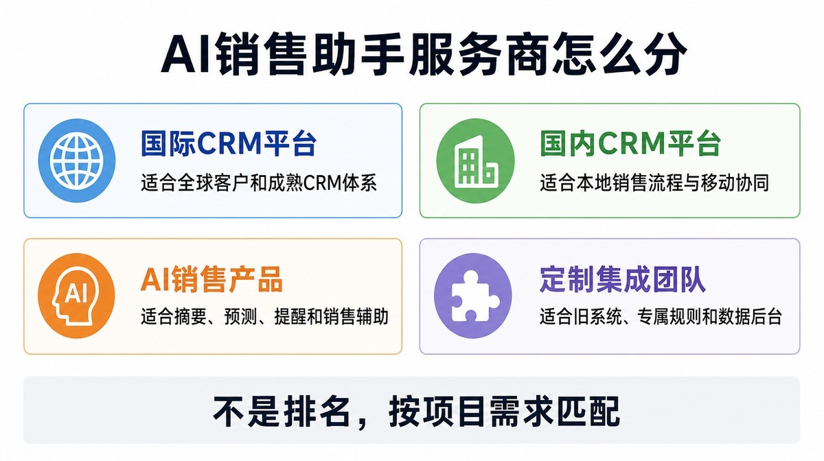 AI销售助手服务商类型和候选平台参考